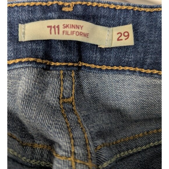 Levi's 711 Skinny Jeans Women’s Size 29 x 30 Mid Rise Stretch Blue Denim - Picture 4 of 11